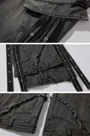 Rase le sol Deconstructed Cargo Pants with Strap Detailing