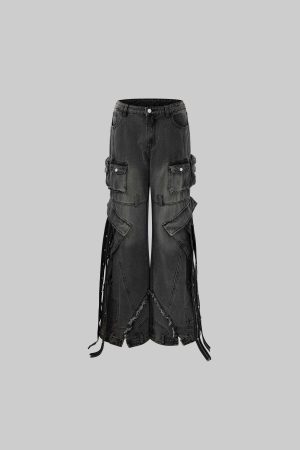 Rase le sol Deconstructed Cargo Pants with Strap Detailing