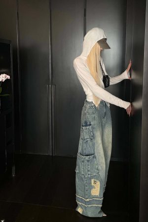 Rase le sol Deconstructed Distressed Wide-Leg Denim Pants