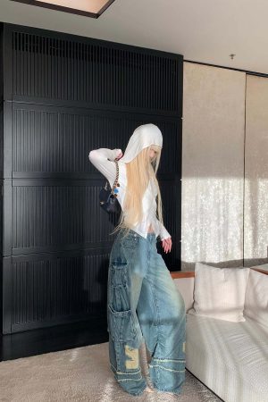Rase le sol Deconstructed Distressed Wide-Leg Denim Pants