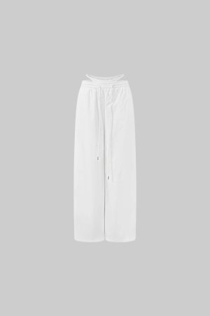 Rase le sol Deconstructed Double-Waistband White Cargo Trousers