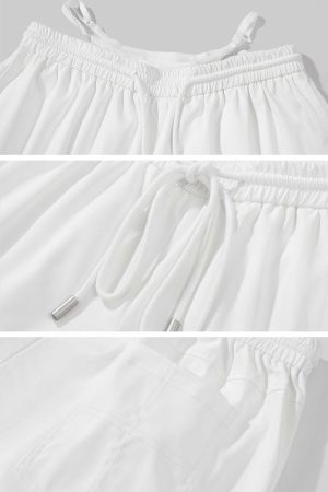 Rase le sol Deconstructed Double-Waistband White Cargo Trousers
