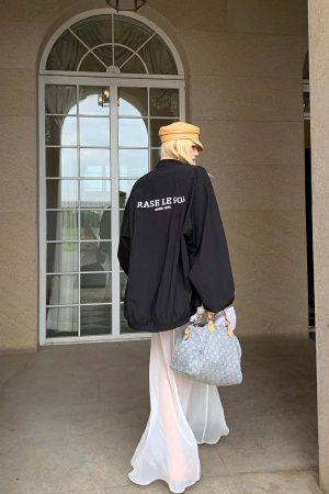 Rase le sol Deconstructed Lightweight Drawstring Skirt and Loose Collared Jacket Set