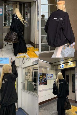 Rase le sol Deconstructed Lightweight Drawstring Skirt and Loose Collared Jacket Set