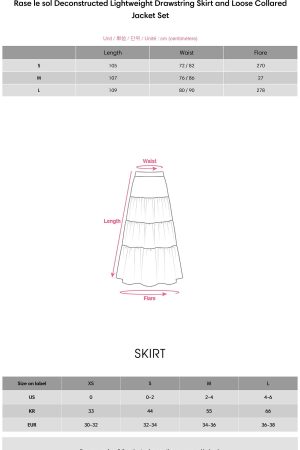 Rase le sol Deconstructed Lightweight Drawstring Skirt and Loose Collared Jacket Set