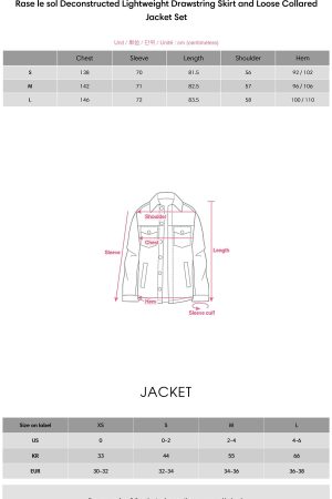 Rase le sol Deconstructed Lightweight Drawstring Skirt and Loose Collared Jacket Set