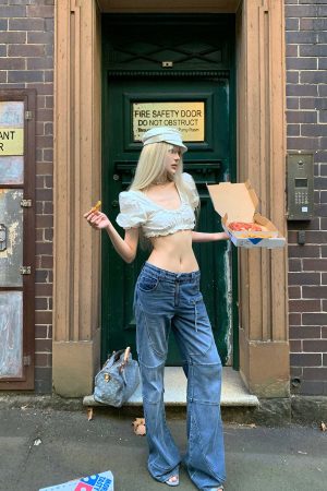 Rase le sol Deconstructed Paneled Straight-Leg Jeans