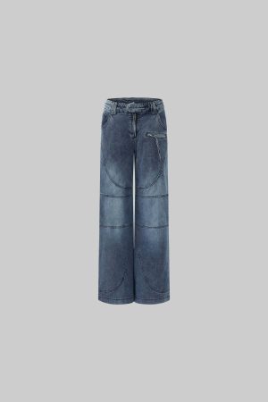Rase le sol Deconstructed Paneled Straight-Leg Jeans