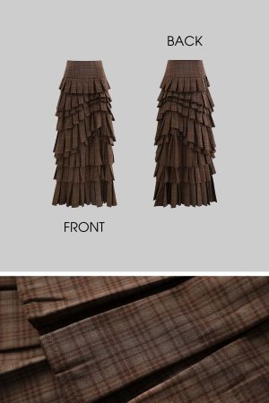 Rase le sol Deconstructed Plaid Shirt and Tiered Maxi Skirt Set