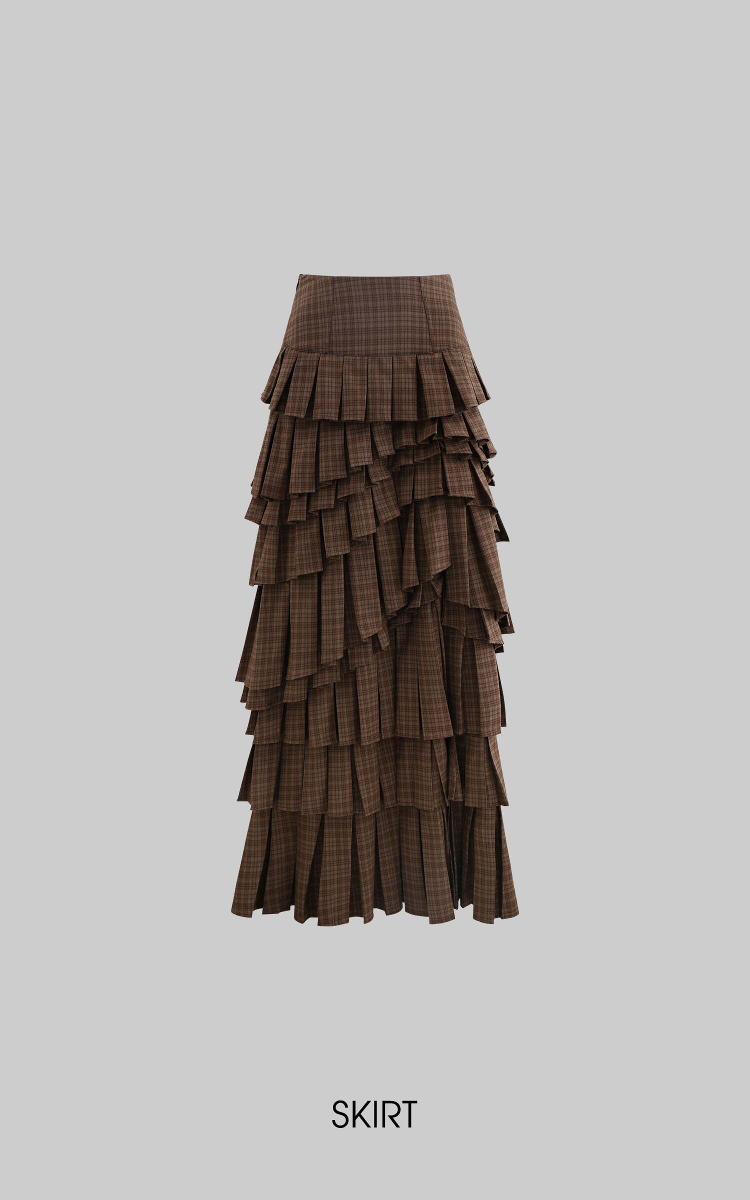 Rase le sol Deconstructed Plaid Shirt and Tiered Maxi Skirt Set Rase le sol Deconstructed Plaid Shirt and Tiered Maxi Skirt Set