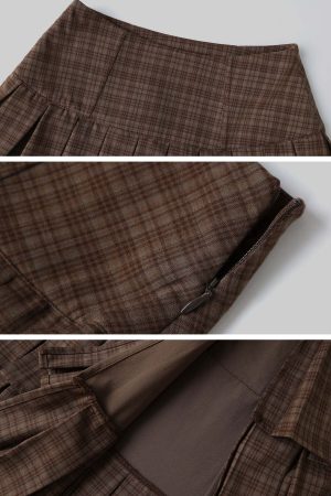 Rase le sol Deconstructed Plaid Shirt and Tiered Maxi Skirt Set