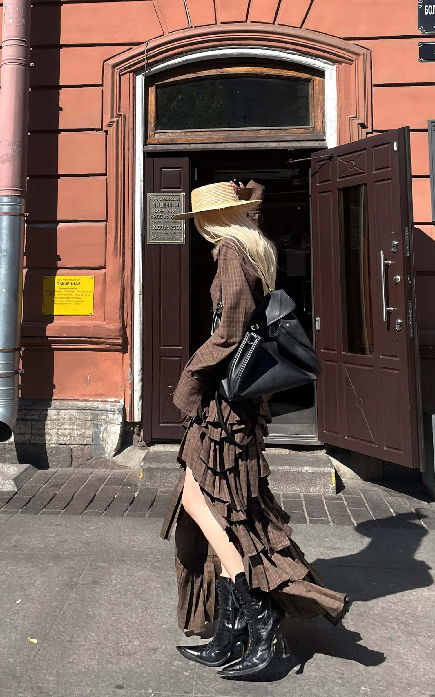 Rase le sol Deconstructed Plaid Shirt and Tiered Maxi Skirt Set Rase le sol Deconstructed Plaid Shirt and Tiered Maxi Skirt Set