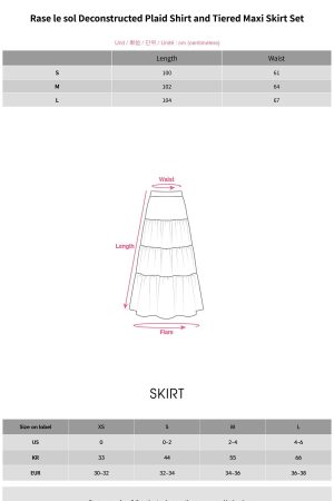 Rase le sol Deconstructed Plaid Shirt and Tiered Maxi Skirt Set