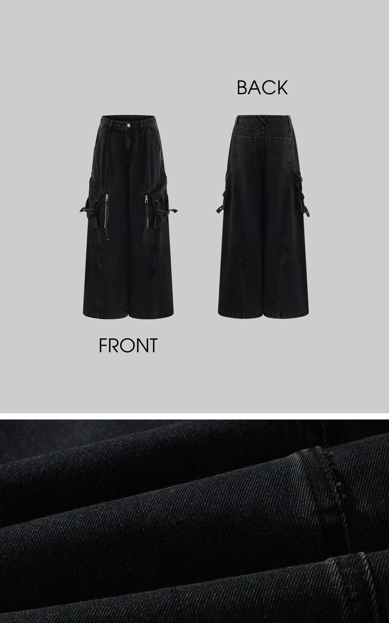 Rase le sol Deconstructed Zip-Detailed Wide-Leg Trousers Rase le sol Deconstructed Zip-Detailed Wide-Leg Trousers