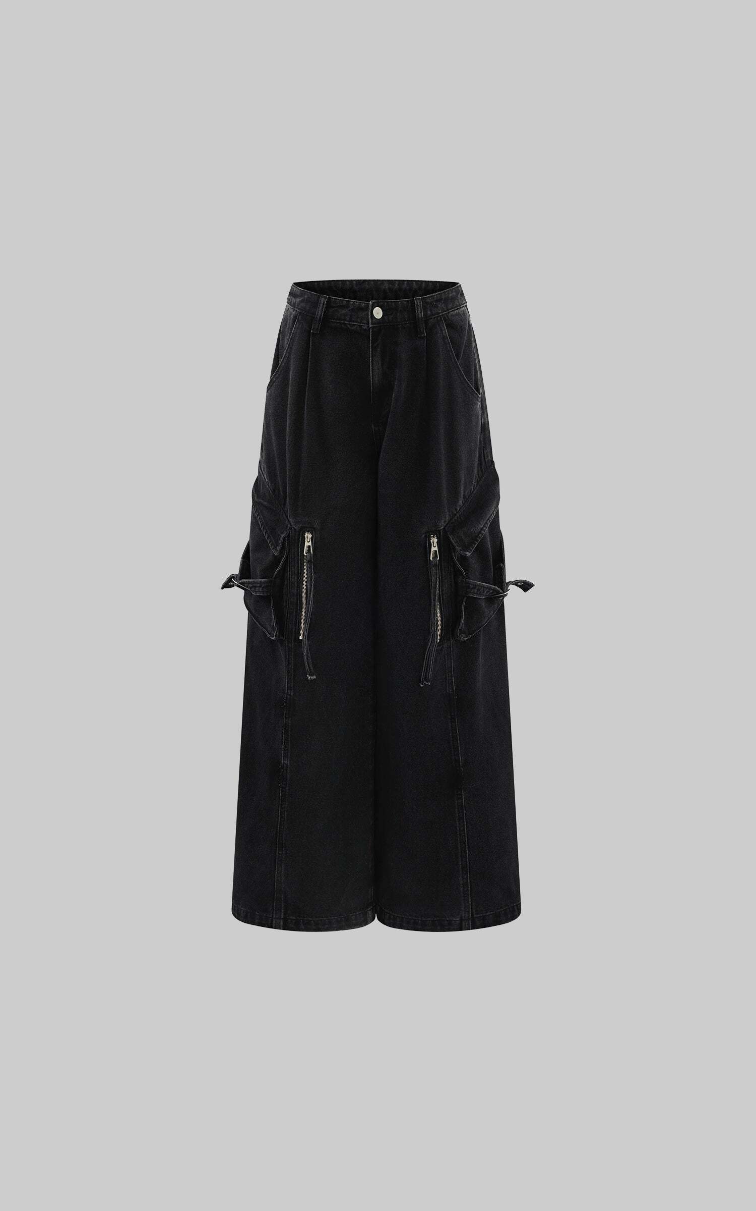 Rase le sol Deconstructed Zip-Detailed Wide-Leg Trousers Rase le sol Deconstructed Zip-Detailed Wide-Leg Trousers