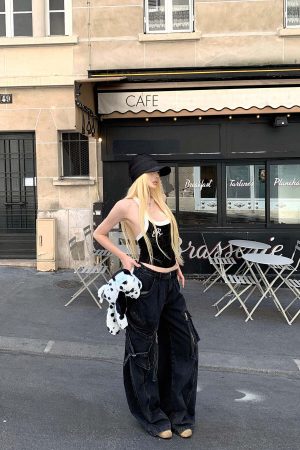 Rase le sol Deconstructed Zip-Detailed Wide-Leg Trousers