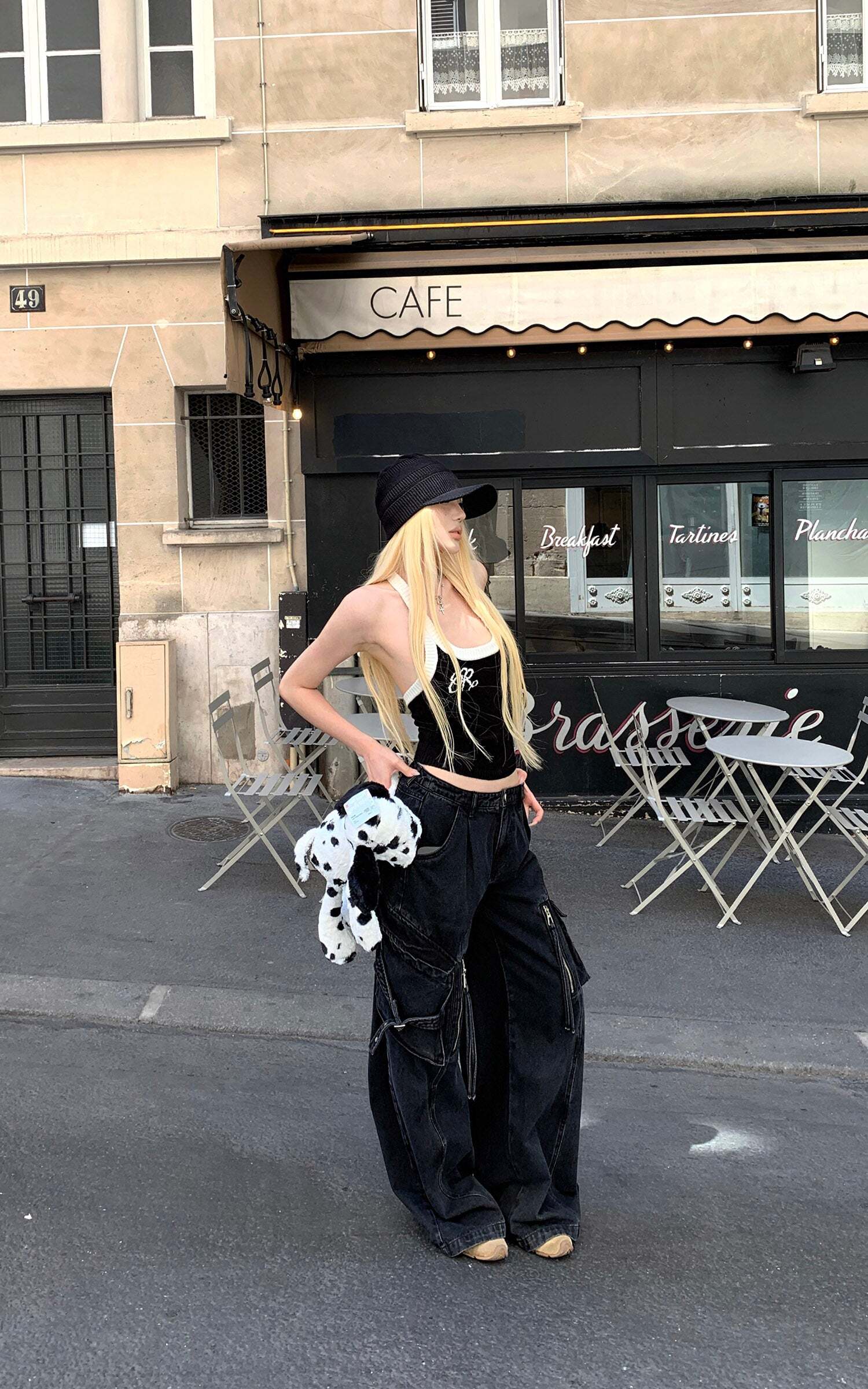 Rase le sol Deconstructed Zip-Detailed Wide-Leg Trousers Rase le sol Deconstructed Zip-Detailed Wide-Leg Trousers