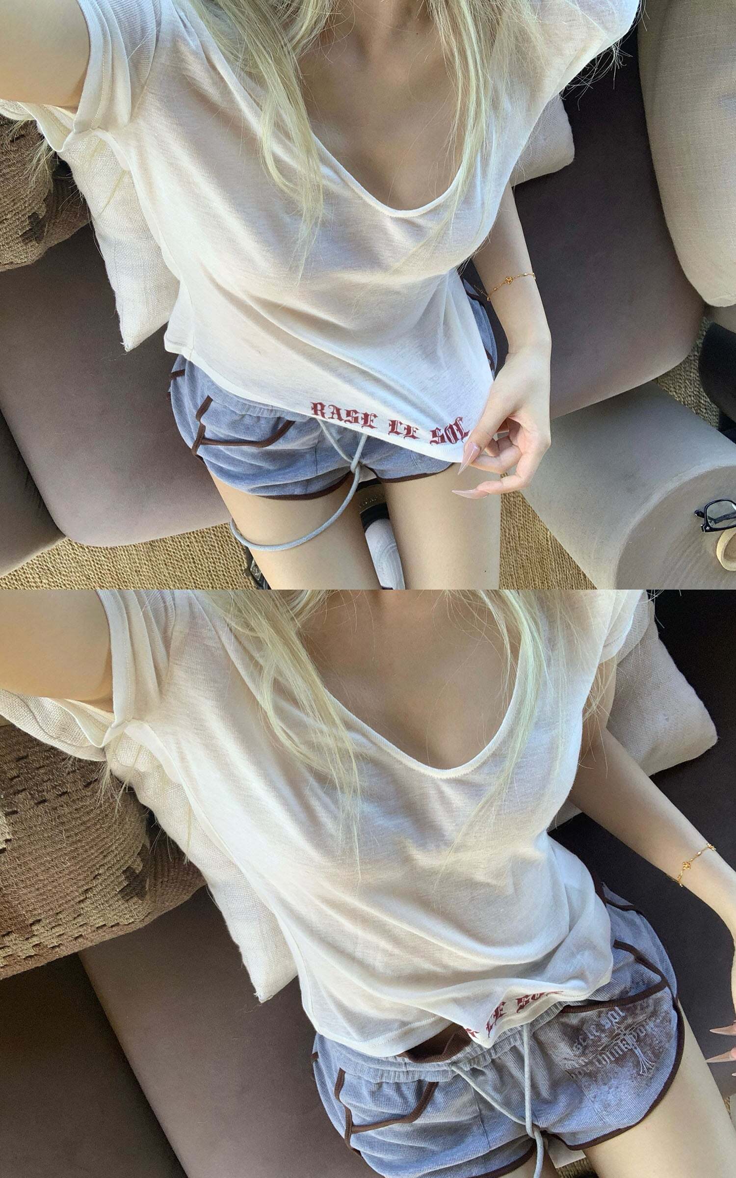 Rase le sol Deep V Cross-Stitch Gothic Letter Tee Rase le sol Deep V Cross-Stitch Gothic Letter Tee