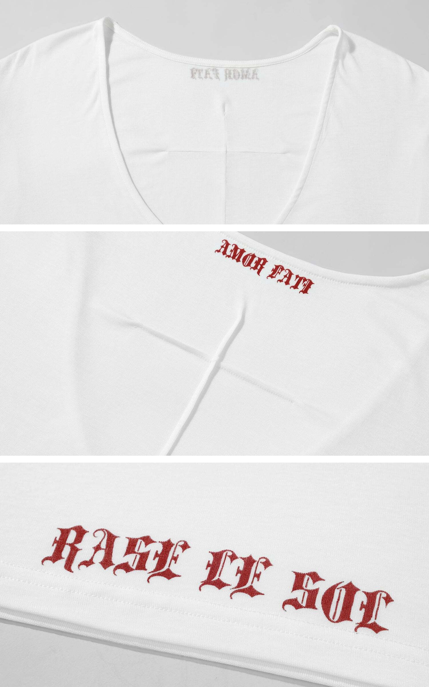 Rase le sol Deep V Cross-Stitch Gothic Letter Tee Rase le sol Deep V Cross-Stitch Gothic Letter Tee