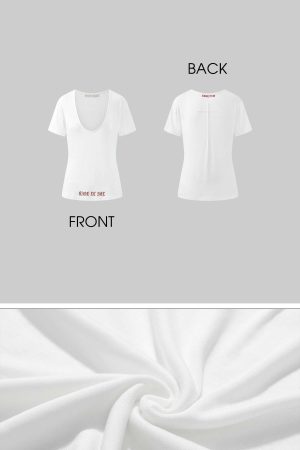 Rase le sol Deep V Cross-Stitch Gothic Letter Tee