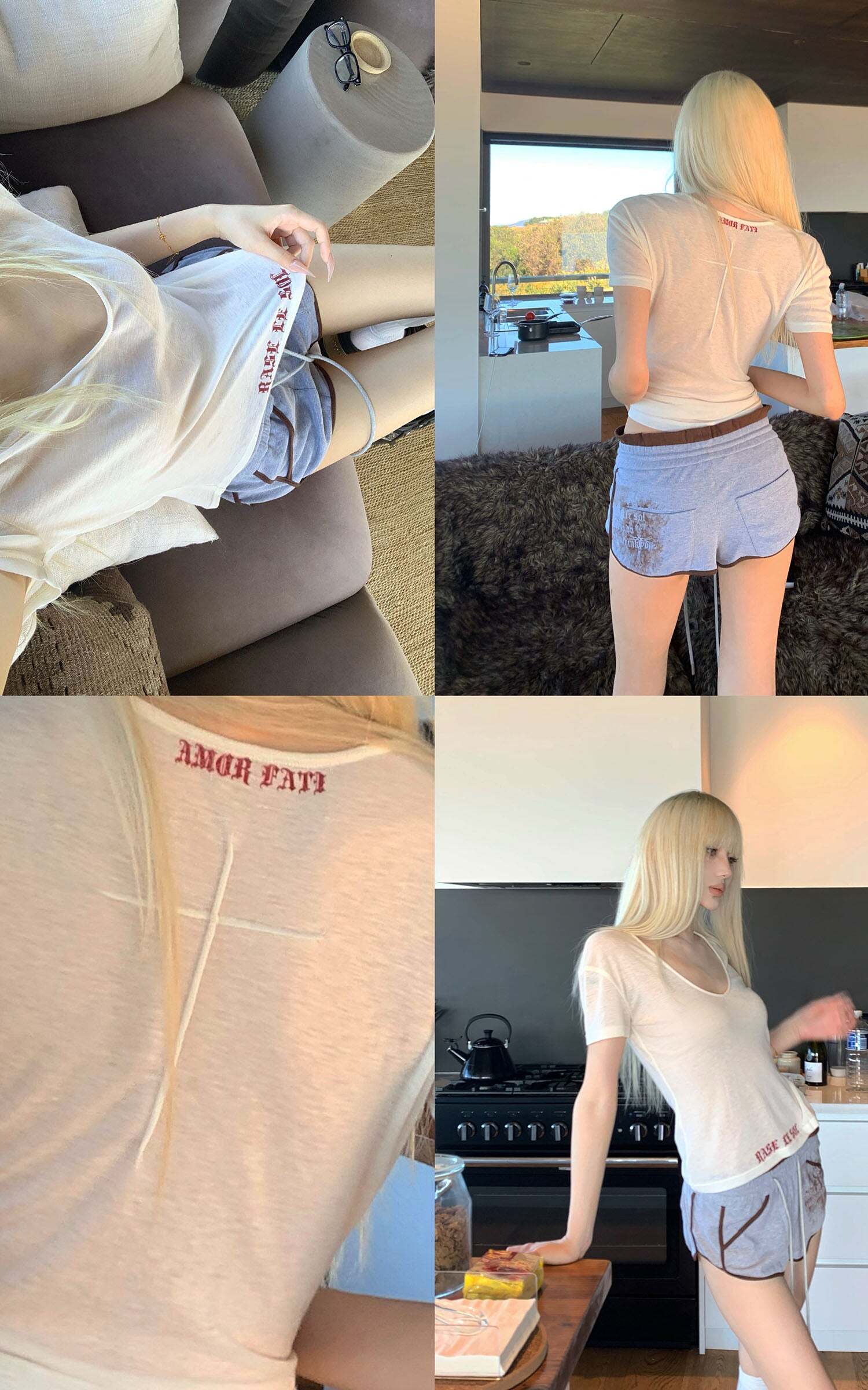 Rase le sol Deep V Cross-Stitch Gothic Letter Tee Rase le sol Deep V Cross-Stitch Gothic Letter Tee