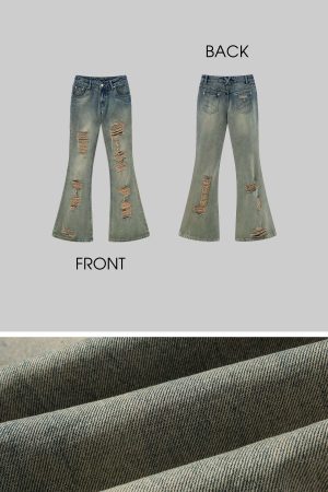 Rase le sol Distressed Flared Denim Pants
