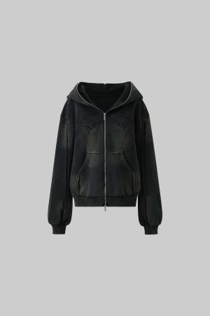 Rase le sol Distressed Gothic Zip Hoodie