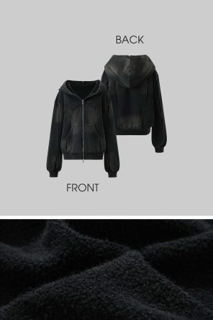 Rase le sol Distressed Gothic Zip Hoodie