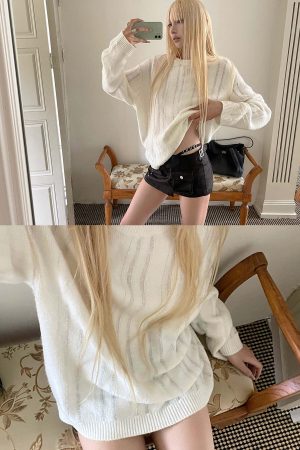 Rase le sol Distressed Stripe Knit Sweater