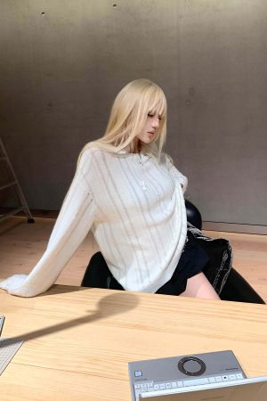 Rase le sol Distressed Stripe Knit Sweater