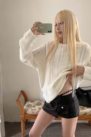 Rase le sol Distressed Stripe Knit Sweater