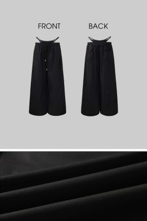 Rase le sol Double-Layered Overlap Drawstring Pants