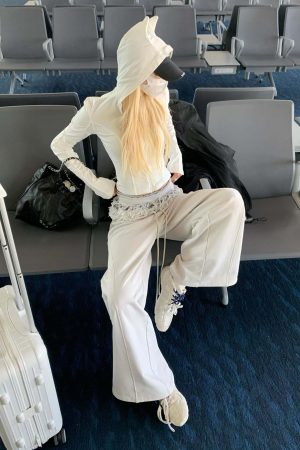 Rase le sol Double Waistband Lace-Trimmed Wide-Leg Pants