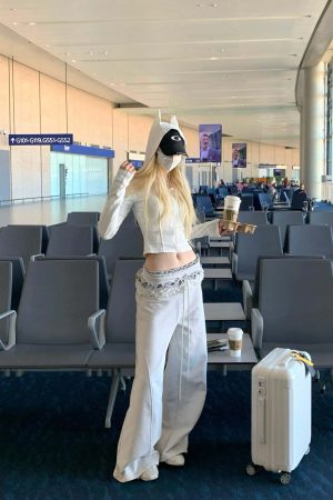 Rase le sol Double Waistband Lace-Trimmed Wide-Leg Pants