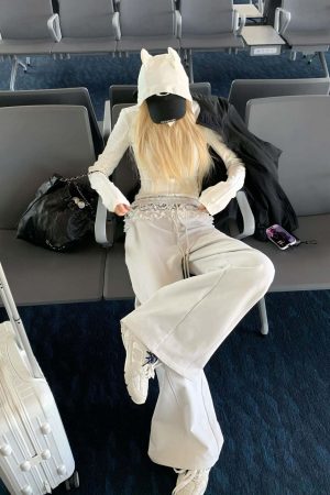 Rase le sol Double Waistband Lace-Trimmed Wide-Leg Pants