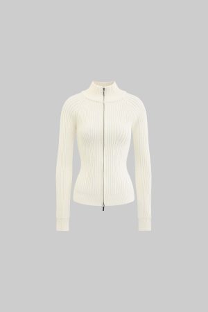 Rase le sol Double Zipper Ribbed Sweater