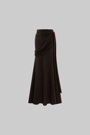 Rase le sol Draped Knit Maxi Skirt with Wrap Detail