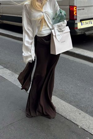 Rase le sol Draped Knit Maxi Skirt with Wrap Detail