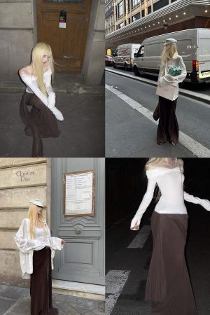 Rase le sol Draped Knit Maxi Skirt with Wrap Detail