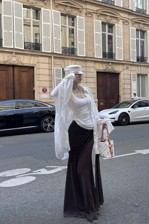 Rase le sol Draped Knit Maxi Skirt with Wrap Detail