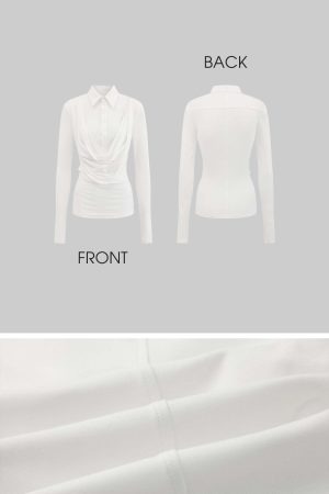 Rase le sol Draped Long-Sleeve Fitted T-Shirt