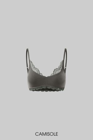 Rase le sol Draped Mesh Top with Lace Trim Camisole Set