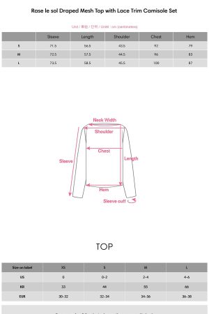 Rase le sol Draped Mesh Top with Lace Trim Camisole Set