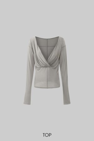 Rase le sol Draped Mesh Top with Lace Trim Camisole Set