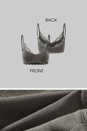 Rase le sol Draped Mesh Top with Lace Trim Camisole Set