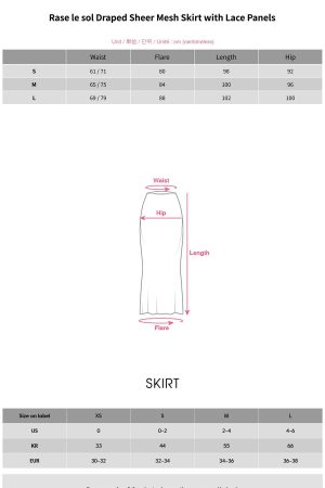 Rase le sol Draped Sheer Mesh Skirt with Lace Panels