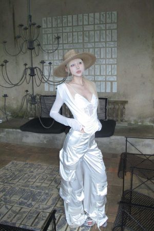 Rase le sol Draped Top with Lace Camisole Set