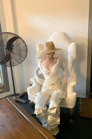 Rase le sol Draped Top with Lace Camisole Set