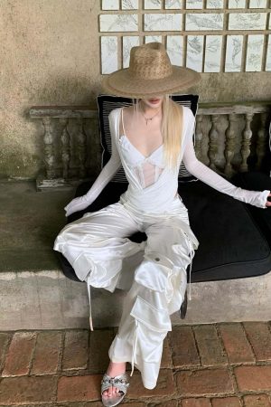 Rase le sol Draped Top with Lace Camisole Set