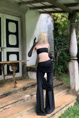 Rase le sol Draped Wide-Leg Flare Pants